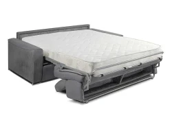 Vierzits Express Slaapbank Van Stof Vizir - Grijs - Slaapafmeting Met Brede Latten 160 Cm - Matras 18 Cm-Vente-unique Outlet