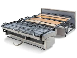 Vierzits Express Slaapbank Van Stof Vizir - Grijs - Slaapafmeting Met Brede Latten 160 Cm - Matras 18 Cm-Vente-unique Outlet