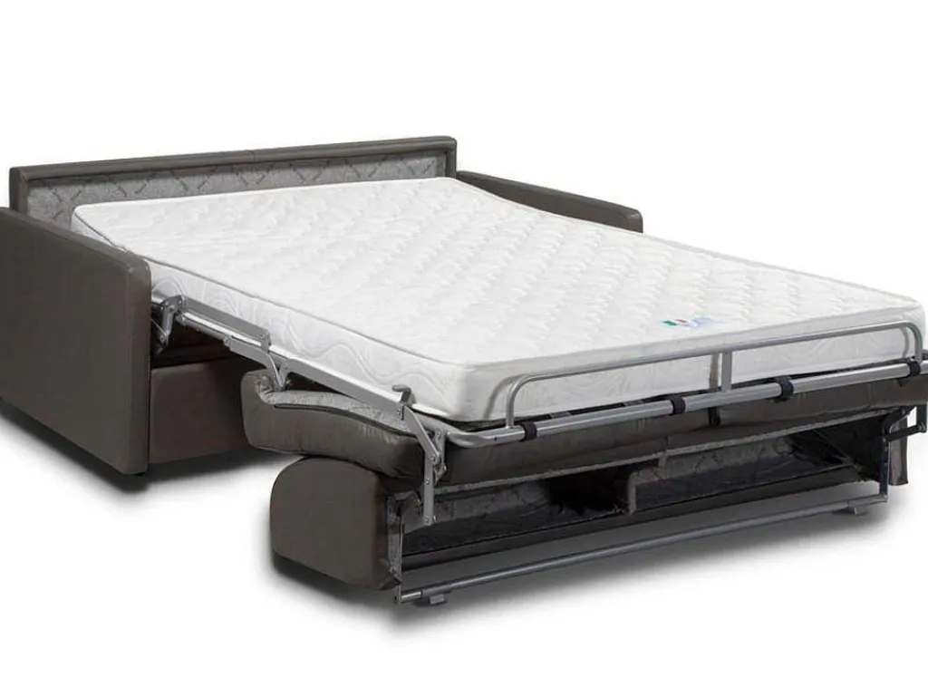 Vierzits Express-Bedbank Van Kunstleer Calife - Grijs - Slaapafmeting 160 Cm-Vente-unique Discount