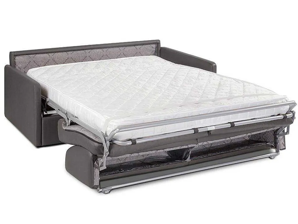 Vierzits Express-Bedbank Van Kunstleer Calife - Grijs - Slaapafmeting 160 Cm-Vente-unique Discount