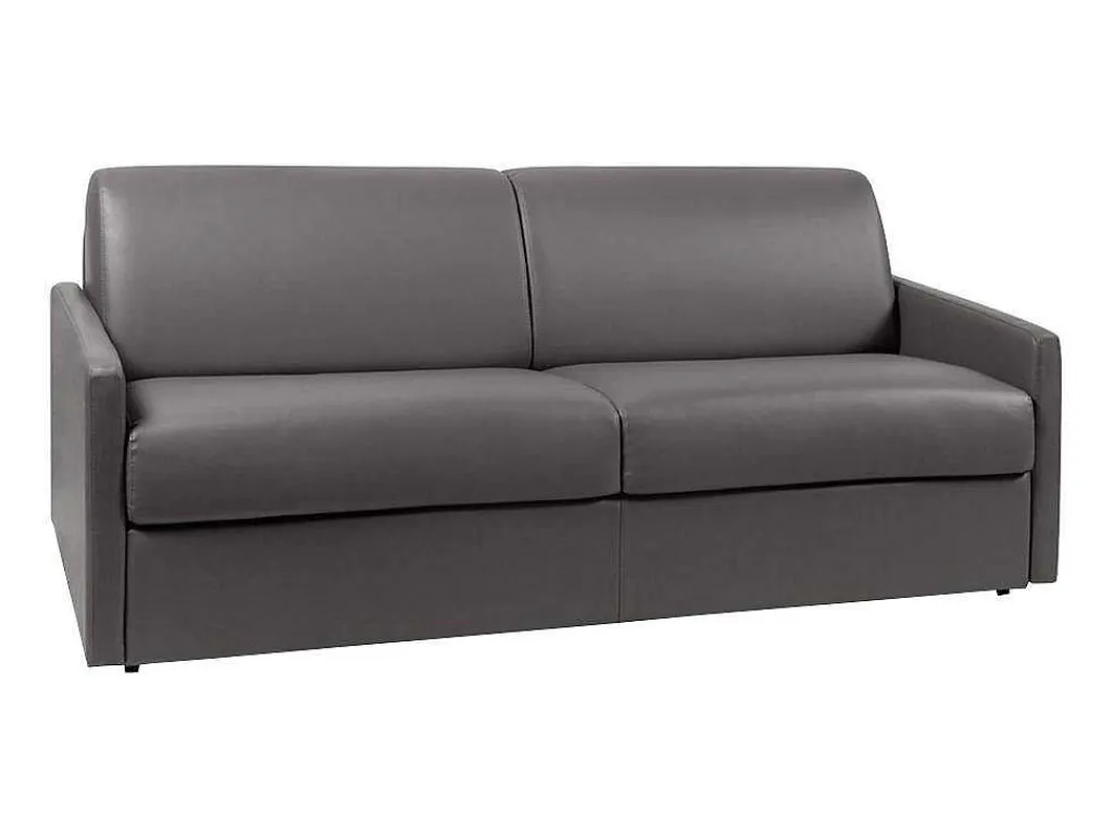 Vierzits Express-Bedbank Van Kunstleer Calife - Grijs - Slaapafmeting 160 Cm-Vente-unique Discount