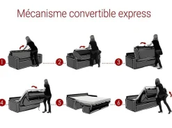 Vierzits Express-Bedbank Van Kunstleer Calife - Grijs - Slaapafmeting 160 Cm-Vente-unique Discount