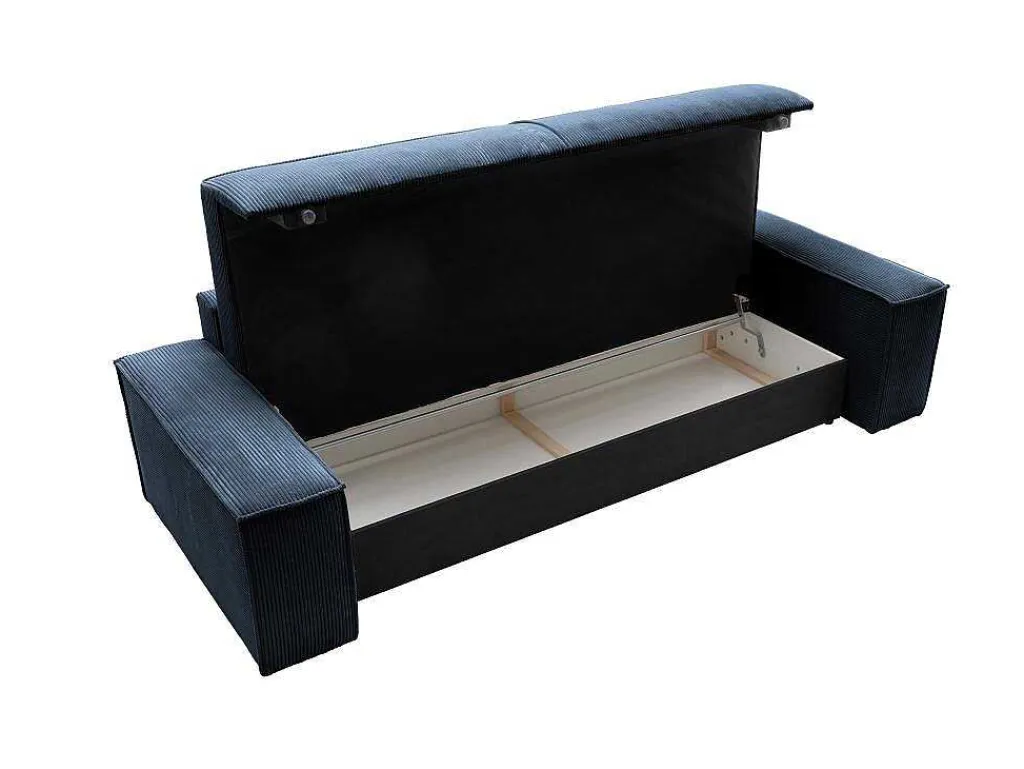 Vierzits Slaapbank Amelia Van Pascal Morabito - Ribfluweel - Blauw-Vente-unique Outlet