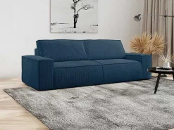 Vierzits Slaapbank Amelia Van Pascal Morabito - Ribfluweel - Blauw-Vente-unique Outlet