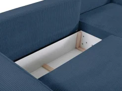 Vierzits Slaapbank Amelia Van Pascal Morabito - Ribfluweel - Blauw-Vente-unique Outlet
