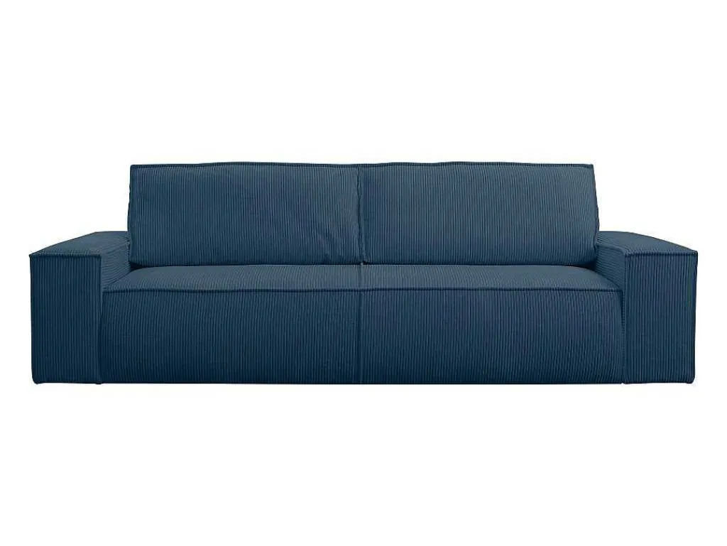 Vierzits Slaapbank Amelia Van Pascal Morabito - Ribfluweel - Blauw-Vente-unique Outlet