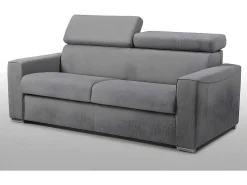 Vierzits Slaapbank Van Stof Vizir - Grijs - Slaapafm. 160 Cm - Matras 22 Cm Van Met Vormgeheugen-Vente-unique Best