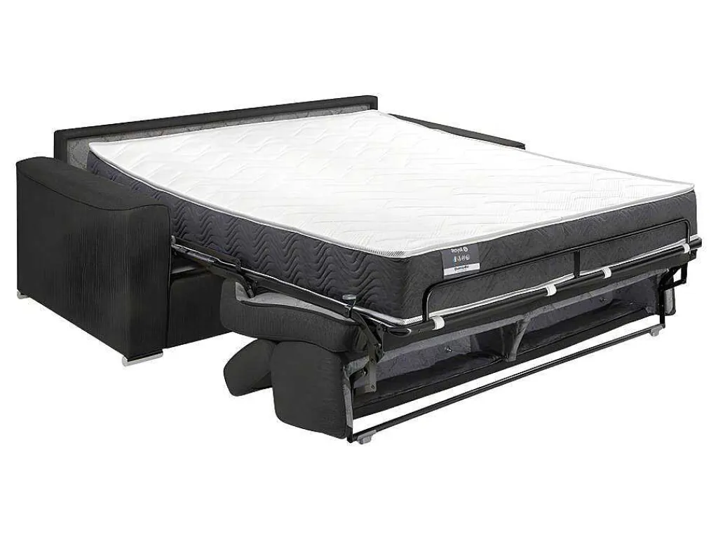 Vierzits Slaapbank Van Stof Vizir - Grijs - Slaapafm. 160 Cm - Matras 22 Cm Van Met Vormgeheugen-Vente-unique Best