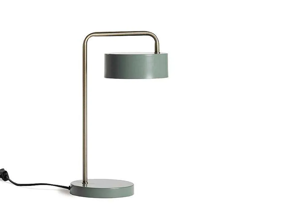 Vintage Staande Lamp Otilie - Metaal - 24 X 16 X 40 Cm - Olijfgroen En Goudkleurig-OZAIA Best