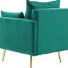 Vipi Fauteuil In Fluwelen Stof Met Opbergruimte En Kussen - Poten Van Goudkleurig Metaal - Groen-ModernLuxe Best