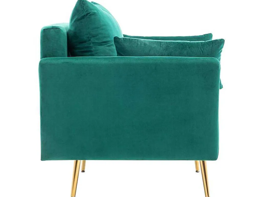 Vipi Fauteuil In Fluwelen Stof Met Opbergruimte En Kussen - Poten Van Goudkleurig Metaal - Groen-ModernLuxe Best