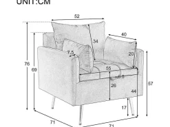 Vipi Fauteuil In Fluwelen Stof Met Opbergruimte En Kussen - Poten Van Goudkleurig Metaal - Grijs-ModernLuxe Sale
