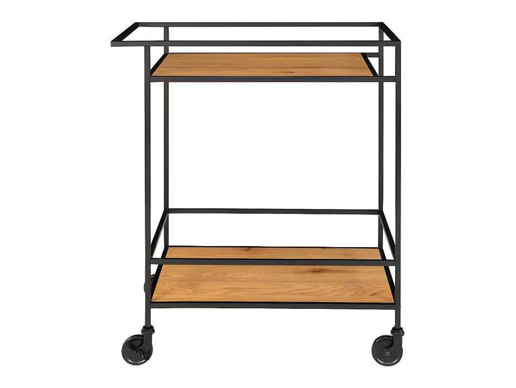 Vita Barwagen Op Wielen Met 2 Schappen, Zwart, Eikenhouten Decor.-House Nordic Outlet