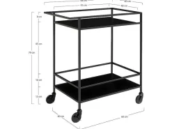 Vita Barwagen Op Wielen Met 2 Schappen, Zwart.-House Nordic