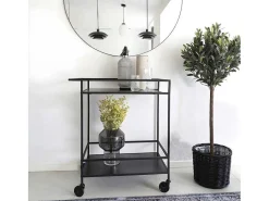 Vita Barwagen Op Wielen Met 2 Schappen, Zwart.-House Nordic