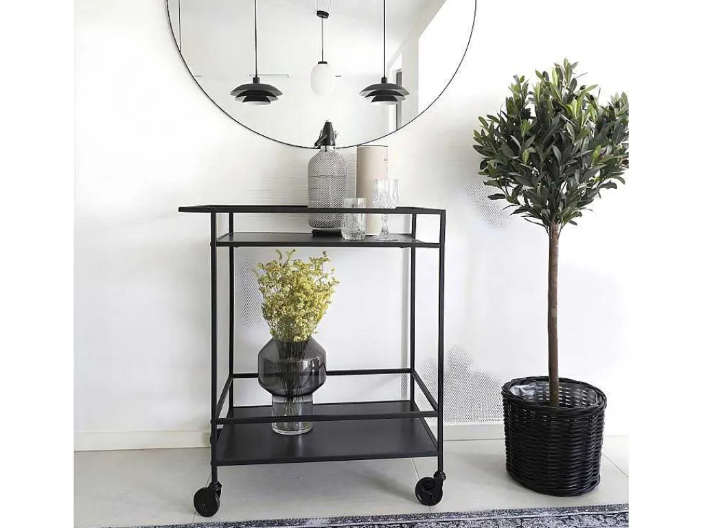 Vita Barwagen Op Wielen Met 2 Schappen, Zwart.-House Nordic