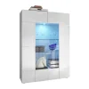 Vitrinekast Calisto - Met Led-Verlichting - Twee Deuren Van Glas - Wit Gelakt-Vente-unique Discount