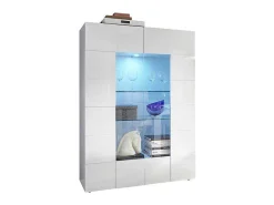 Vitrinekast Calisto - Met Led-Verlichting - Twee Deuren Van Glas - Wit Gelakt-Vente-unique Discount