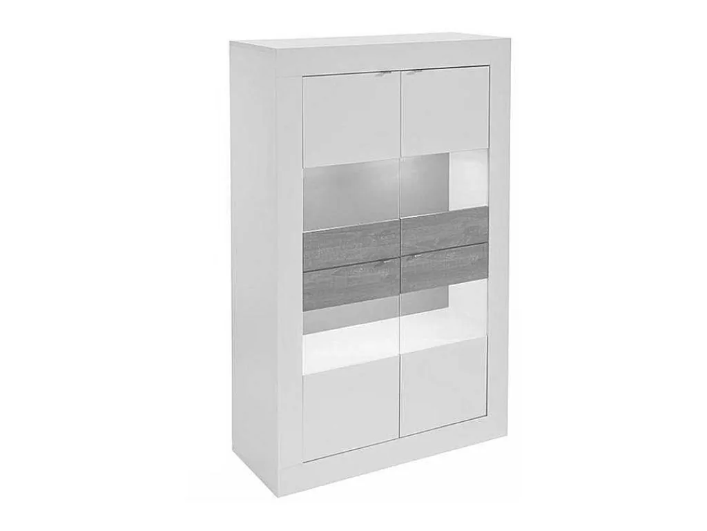 Vitrinekast Comete - Met Led-Verlichting - Vier Deuren - Wit Gelakt-Vente-unique Hot