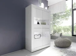 Vitrinekast Comete - Met Led-Verlichting - Vier Deuren - Wit Gelakt-Vente-unique Hot