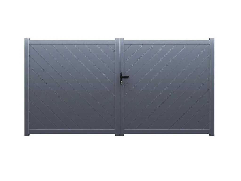 Vleugelpoort - Vol Aluminium - L350 X H160 Cm - Antraciet - Zerano-EXPERTLAND Sale