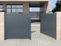 Vleugelpoort - Vol Aluminium - L350 X H160 Cm - Antraciet - Zerano-EXPERTLAND Sale