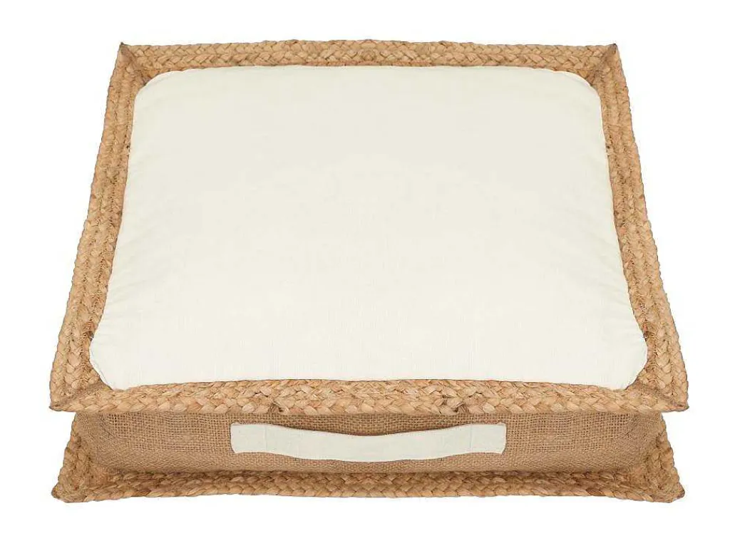 Vloerkussen Van Katoen En Jute - 45 X 45 Cm - Wit En Naturel - Peruvia-OZAIA Hot