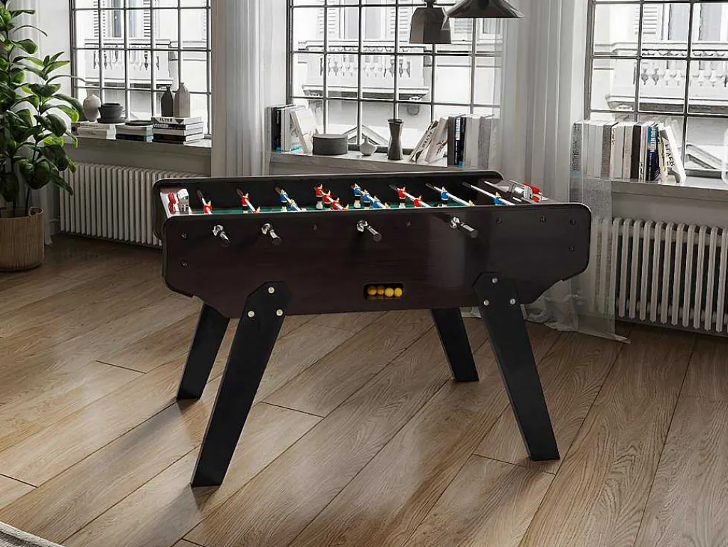 Voetbaltafel Van Mdf Met Eiken Effect - B153 X D77.6 X H96 Cm - Donker Naturelkleur - Edinson-Vente-unique Online
