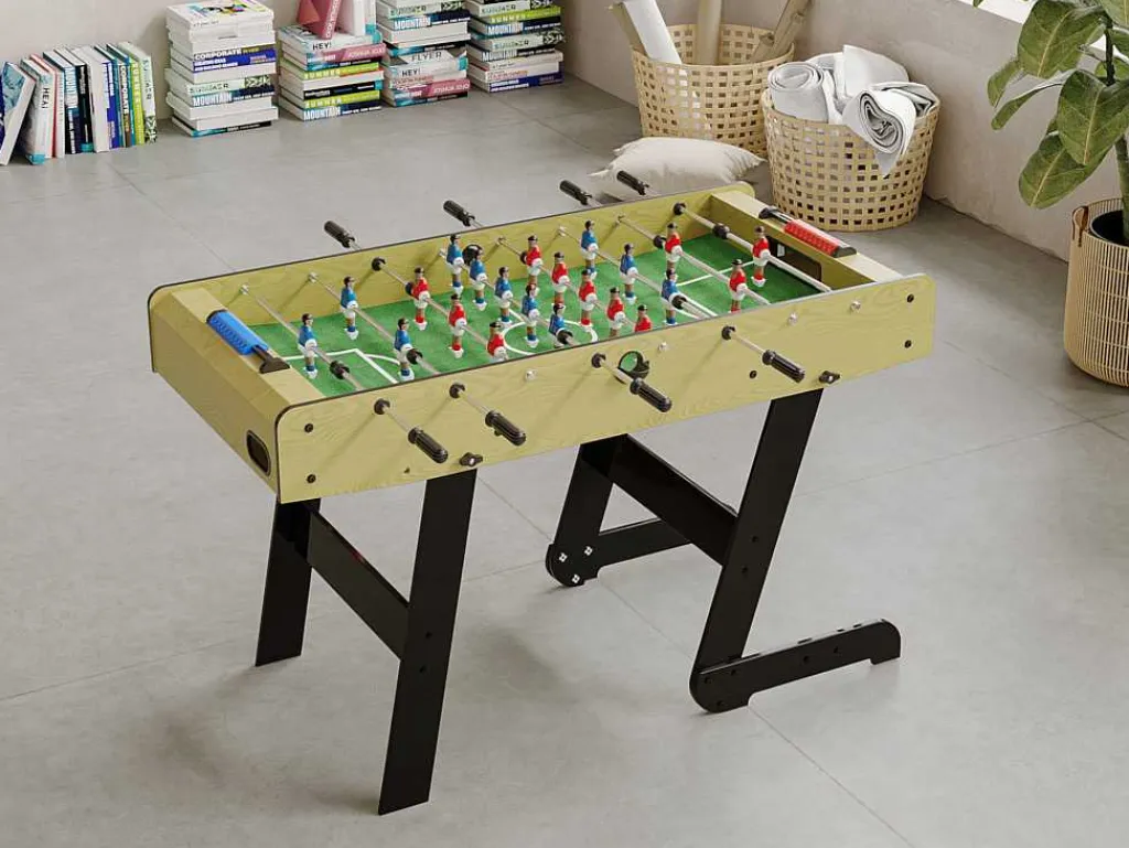 Voetbaltafel Van Naturel Houtkleurig Mdf - Opklapbaar - L121 X B61 X H79 Cm - Horton-Vente-unique Best