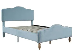 Volwassen Bed Bekleed Met Fluweel 140X200Cm - Met Verstelbaar Hoofdeinde - Blauw-ModernLuxe Outlet
