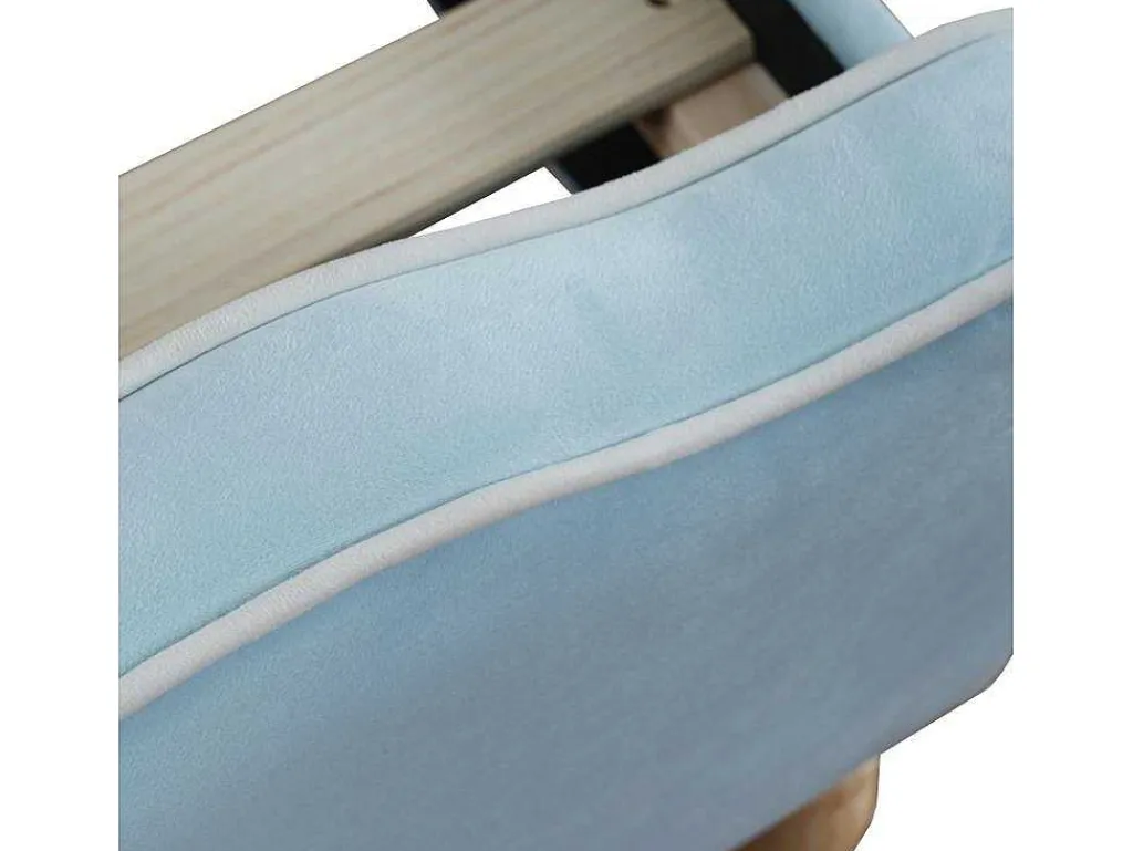 Volwassen Bed Bekleed Met Fluweel 140X200Cm - Met Verstelbaar Hoofdeinde - Blauw-ModernLuxe Outlet
