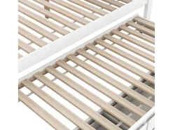 Volwassen Bed 140X200Cm - Hemelbed Met Onderschuifbed En 3 Lades - Wit-ModernLuxe Best