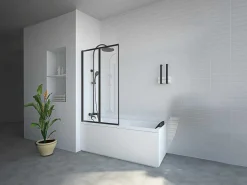 Vouwbaar Badscherm In Metaal Matzwart Industriele Stijl 80 X 140 Cm District-Shower & Design Hot