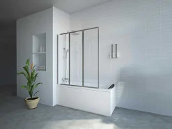 Vouwbaar Badscherm In Metaal Chroom 120 X 140 Cm District-Shower & Design Online