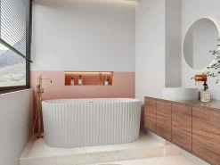 Vrijstaand Geribbeld Acrylbad Wit (Glanzend) 220 Liter 150 X 75 X 58 Cm Aliena-Shower & Design New