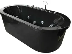 Vrijstaand Ovaal Zwart Whirlpoolbad 185 X 95 Cm 10 Jets Berry-ELITESHOPPING Hot