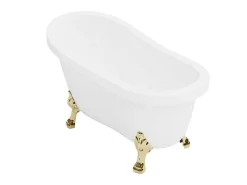 Vrijstaand Retrobad Met Gouden Leeuwenpoten - 200 L - 145 X 74 X 77 Cm - Wit - Nisos Ii-Shower & Design New