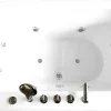 Vrijstaand Wit Ovaal Whirlpoolbad 185 X 95 Cm 10 Jets Perlie-ELITESHOPPING