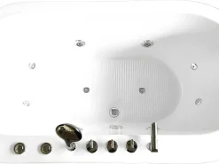 Vrijstaand Wit Ovaal Whirlpoolbad 185 X 95 Cm 10 Jets Perlie-ELITESHOPPING
