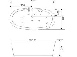 Vrijstaand Wit Ovaal Whirlpoolbad 185 X 95 Cm 10 Jets Perlie-ELITESHOPPING