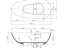 Vrijstaande Assymetrische Badkuip In Solid Surface - 268L - 172 X 83 X 53 Cm - Wit - Fenice-Shower & Design Clearance