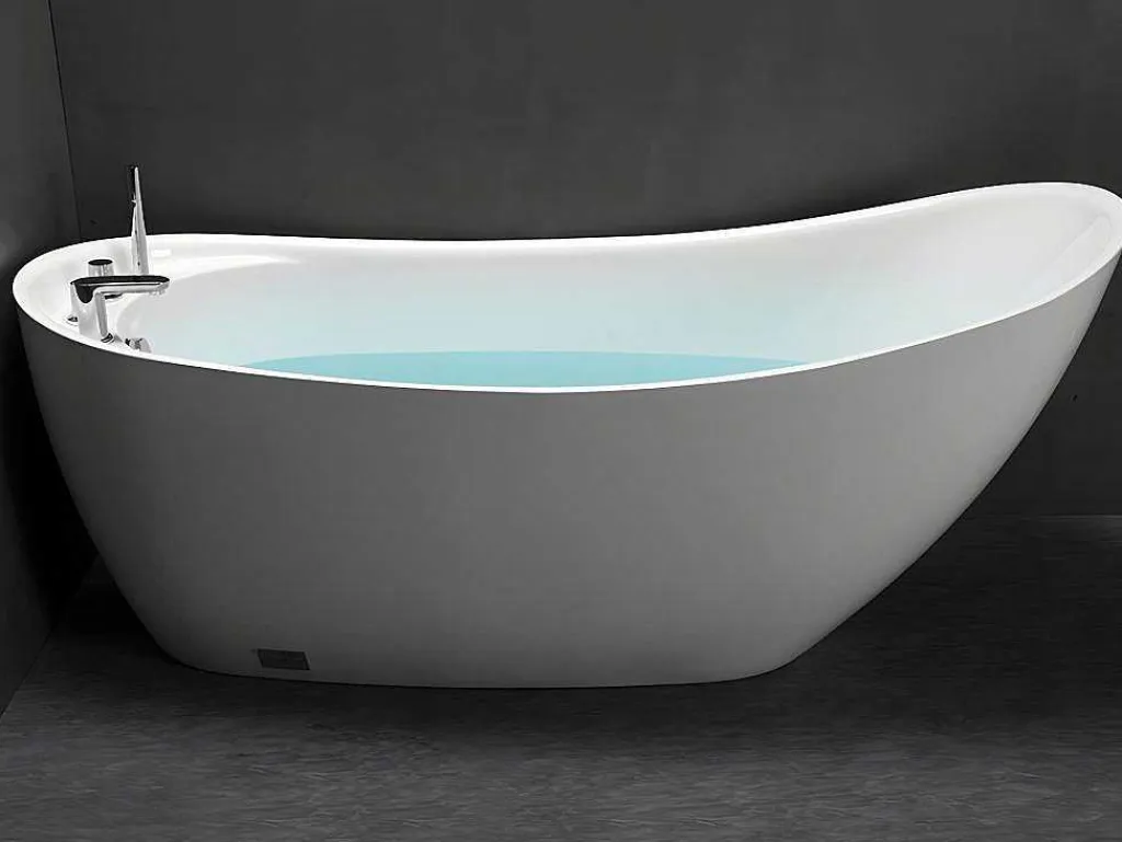 Vrijstaande Badkuip Natalia - Eenpersoons - 220L- 150X75Xh70Cm - Wit-Shower & Design