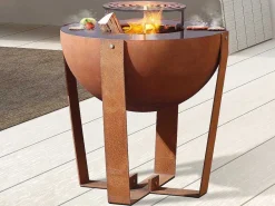 Vuurkorf, Barbecue En Plancha 3 In 1 Van Staal Corten L70 X H80 X D70 Cm - Grezio-Vente-unique Best
