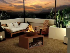 Vuurkorf Van Staal Corten Met Bergruimte Voor Hout - L90 X H67,5 X D75 Cm - Bezio-Vente-unique Hot