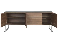 Walnoot Dressoir Met Zwart Glazen Blad 3060-Angel Cerda Hot