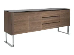 Walnoot Dressoir Met Zwart Glazen Blad 3060-Angel Cerda Hot