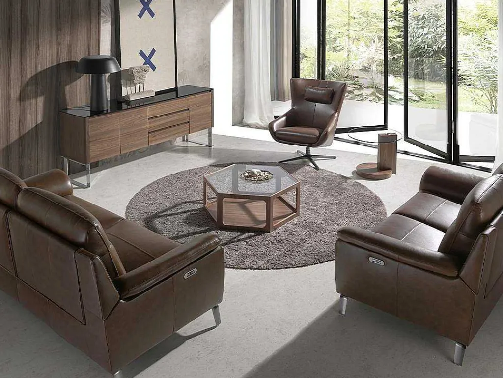 Walnoot Dressoir Met Zwart Glazen Blad 3060-Angel Cerda Hot