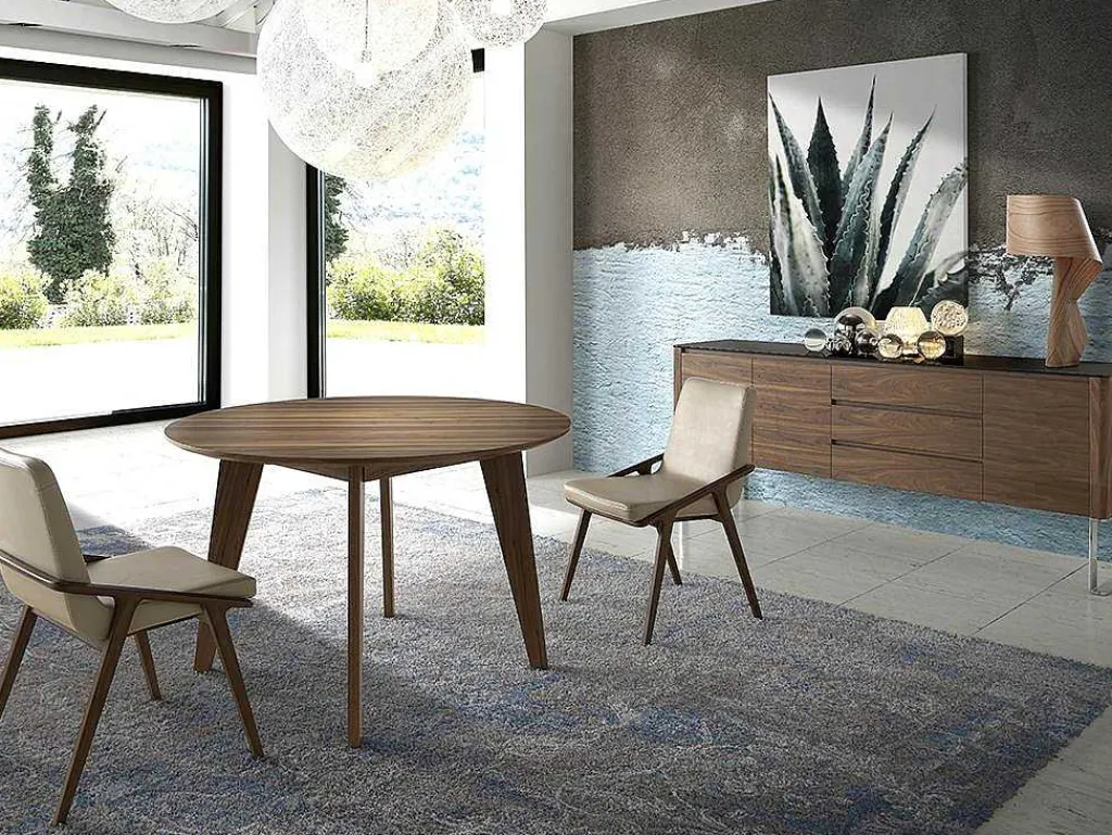 Walnoot Dressoir Met Zwart Glazen Blad 3060-Angel Cerda Hot