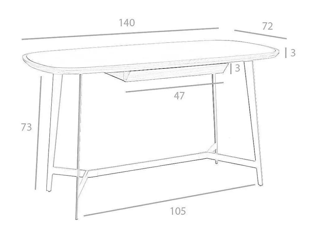 Walnoot En Zwart Getint Glazen Bureau 3137-Angel Cerda Discount