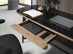Walnoot En Zwart Getint Glazen Bureau 3137-Angel Cerda Discount